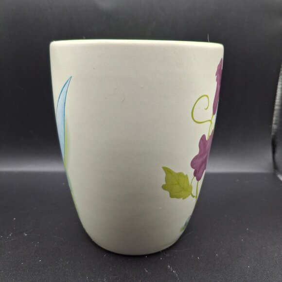 Disney Store Tinker Bell Fairies Ceramic Mug With Purple Flowers Green Interior - Picture 2 of 7